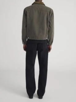 Canvas Trucker Jacket -- Antique Dark Olive -Frame Clothing Store M007WJA601 ADKO 2861 jacket back image