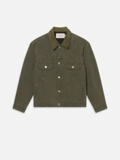 Canvas Trucker Jacket -- Antique Dark Olive