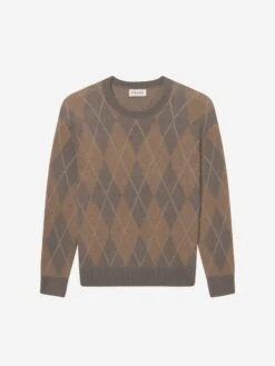 Argyle Crewneck Sweater -- Taupe Multi