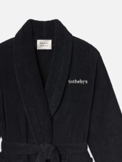 Sotheby’s Unisex Terry Bathrobe -- Navy -Frame Clothing Store WE25JRB001 NAVY DET robe front detail packshot image