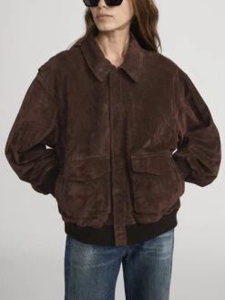 The Suede Oversized Jacket -- Americano -Frame Clothing Store WP26LJA013 AMER 2159 jacket front image
